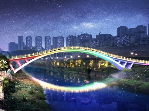 bridge overpass night scene psd