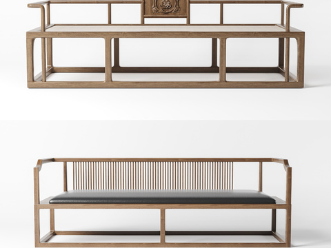 New Chinese-style Solid Wood Rohan Bed Double Sofa