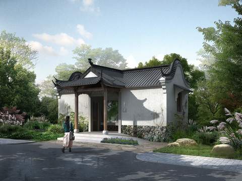 Neo-Chinese Style public toilet psd