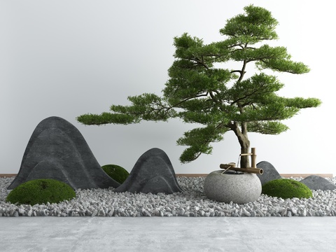 New Chinese-style rockery pine gardening sketch