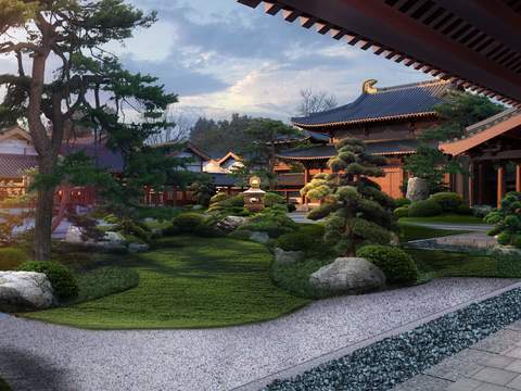 Neo-Chinese Style garden landscape psd