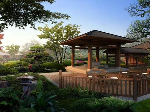 Neo-Chinese Style garden landscape psd