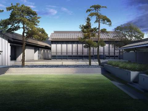 Neo-Chinese Style residential building appearance psd