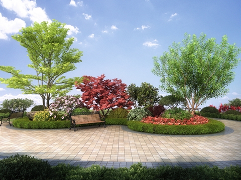 Modern park flowerbed landscape sketch