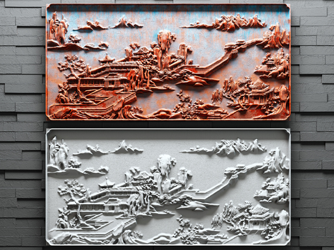 New Chinese Color Landscape Carving