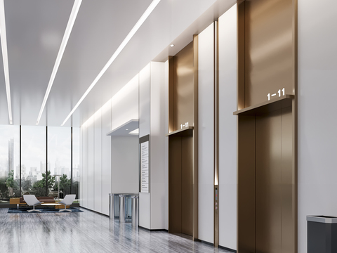 Lobby elevator hall of modern office building