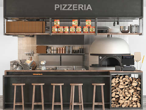 Industrial style pizza fast food restaurant