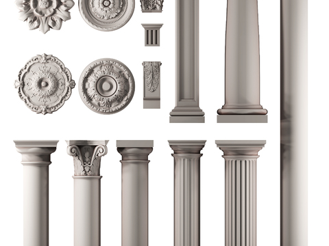 European-style Gypsum Carved Dome Roman Column