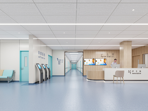 Hospital nurse station walkway