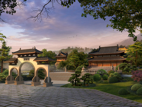 Chinese Garden Landscape psd