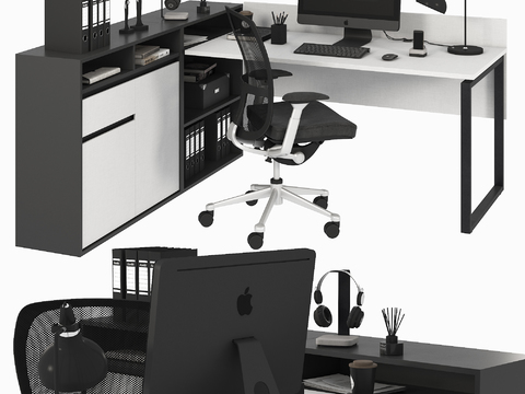 Modern office desk and chair card position