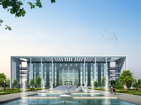 modern government office building exterior landscape psd