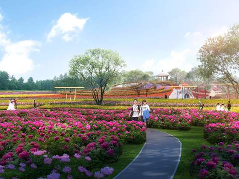 Modern Flower Sea Park Landscape psd