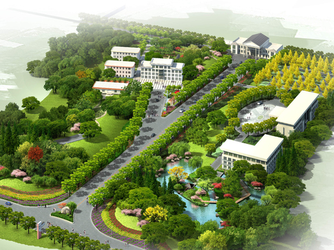 modern park landscape bird's eye psd