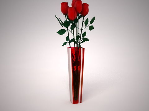 Modern Simple Red Glass Vase Red Rose Floriculture Free