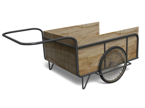 Modern Metal Solid Wood Two Wheel Trolley Free