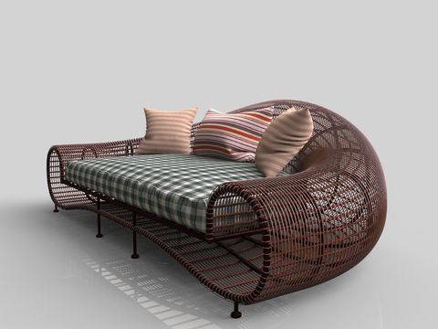 Nordic Simple Rattan Hollow Fabric Outdoor Multi-person Sofa Free