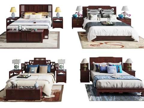 Chinese mahogany double bed