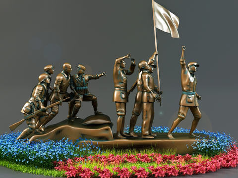 Modern Red Army Revolutionary Copper Sculpture