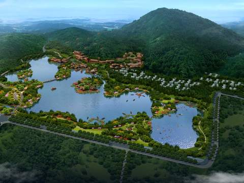 Chinese Ecological Lake Landscape psd