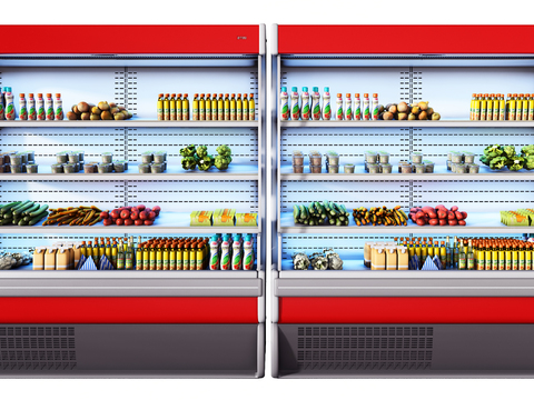 Modern supermarket freezer shelves