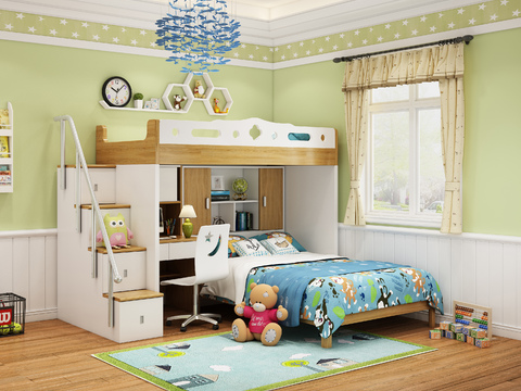 Modern Solid Wood kids Bed