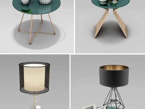 Modern metal side table lamp combination