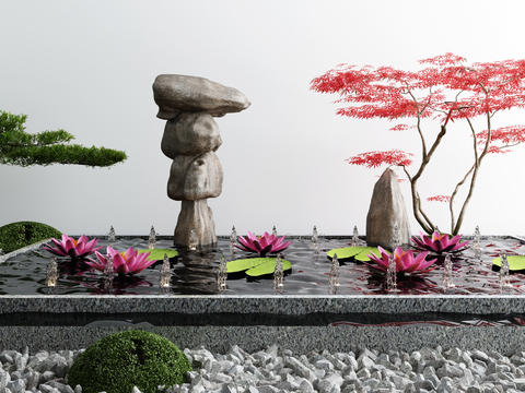 New Chinese Fountain Lotus Waterscape Sick