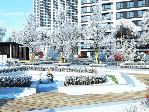 Community Garden Snow Landscape