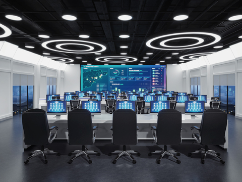 Monitoring room of modern command center