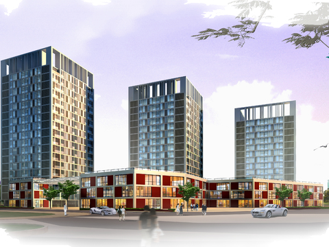 Appearance of modern residential complex psd