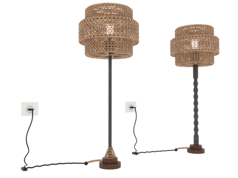 Quiet wind rattan lampshade floor lamp free of charge