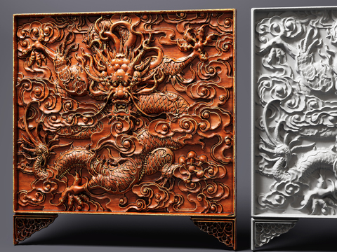 Chinese dragon king relief