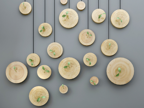 Modern Round Wood Wall Decoration Pendant