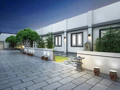 Neo-Chinese Style Huizhou Courtyard Free