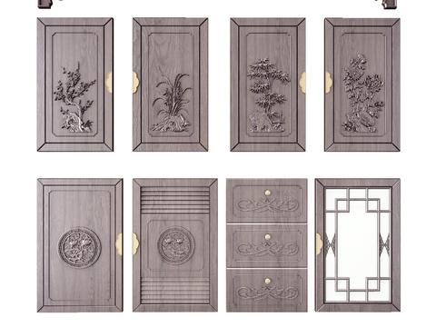 Neo-Chinese Style cabinet door wall board line combination