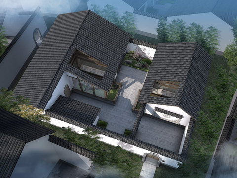 new chinese residential building appearance bird's eye view psd