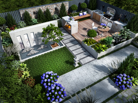 Modern Villa Courtyard Garden