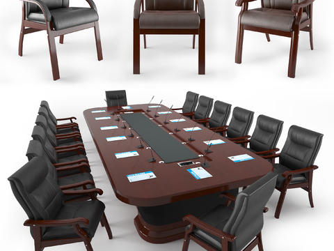 Modern solid wood conference table combination