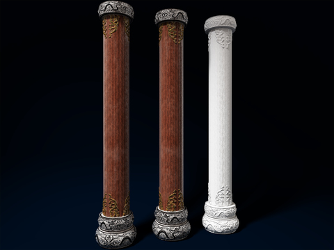 Chinese-style carved pillars