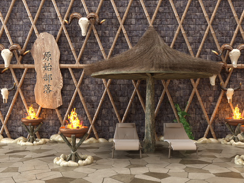 Natural wind awning brazier bamboo pole yurt pavilion