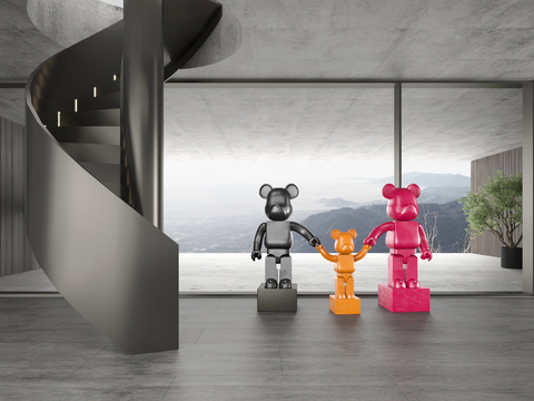 Modern cartoon bear sculpture