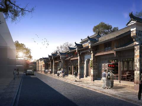 new chinese commercial street pedestrian street psd