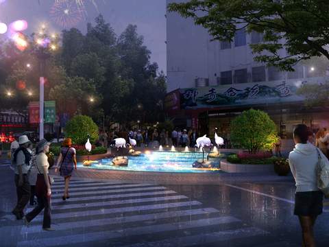 modern commercial street pedestrian street night scene psd