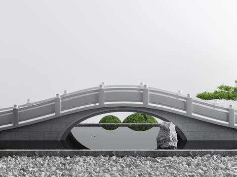 Neo-Chinese Style stone bridge waterscape sketch