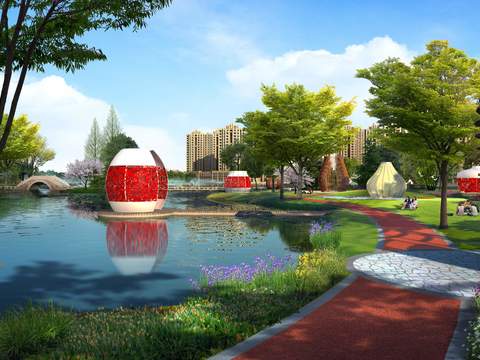 Modern Wetland Park Landscape psd