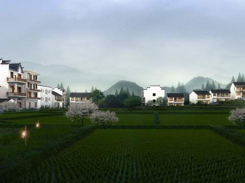 Neo-Chinese Style wetland landscape psd