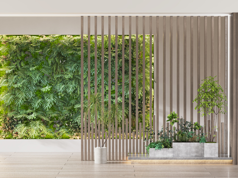 Modern green plant potted plant wall