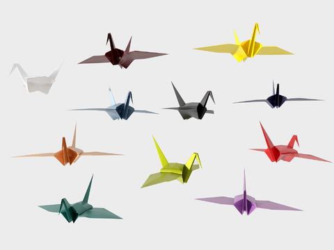 Modern hand folding paper crane ornaments