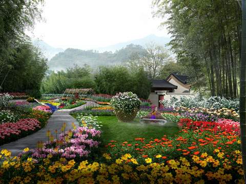 Modern Flower Sea Park Landscape PSD